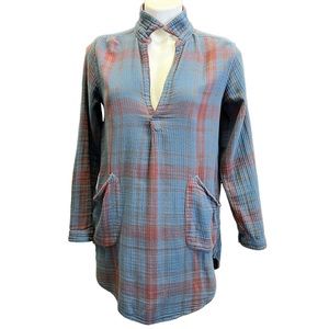 CP Shades x Free People TetonTunic double cotton gauze Teal & merlot plaid